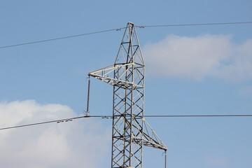 Power Electric Pole with Wires