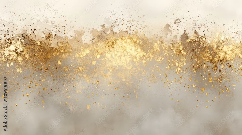 Poster abstract gold and grey watercolor texture with splatters and splashes.