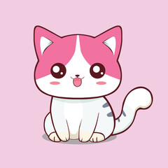 vector cute cat cartoon illustration. animal nature concept isolated. flat cartoon style