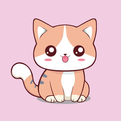 Cute Happy Cat In Clip Art Style, Tshirt