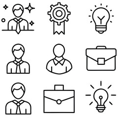 A Collection Business Icon Set- Growth, Finance, Teamwork, and Management Symbols Vector art