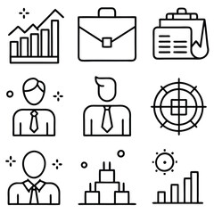 A Collection Business Icon Set- Growth, Finance, Teamwork, and Management Symbols Vector art