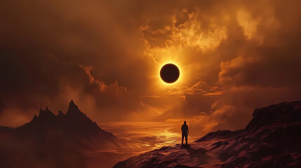 Stunning solar eclipse captured with brilliant sunlight glow picture. Eclipse. Illustration
