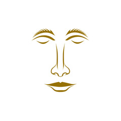 Minimalist vector illustration of a calm and serene face. The abstract design emphasizes simplicity and serenity, making it perfect for concepts related to meditation and inner peace.