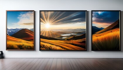 sunset in the mountains collage frame in wall ,window, sky, frame, open, photo, cloud, nature, landscape, summer, design, home, view, sun, wall, light, glass, house