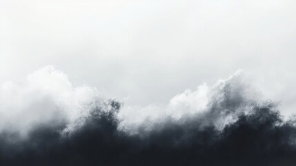 Obraz premium Minimalist Black and White Landscape with Dramatic Clouds, an artistic depiction showcasing contrast and simplicity in a contemporary natural setting