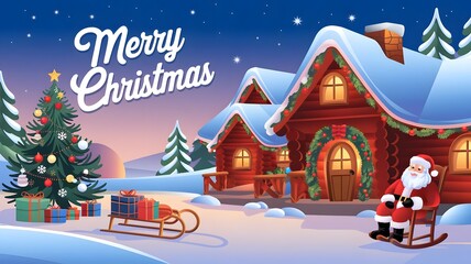 Fototapeta premium Merry Christmas Virtual Event party banner illustrations 2024