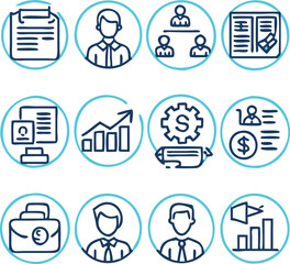 A Collection Business Icon Set- Growth, Finance, Teamwork, and Management Symbols Vector art