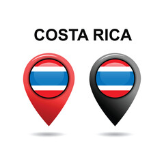 Costa Rica Location icon,  Costa Rica Flag Location icon, Location vector icon