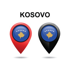 Kosovo Location icon, Kosovo Flag Location icon, Location vector icon
