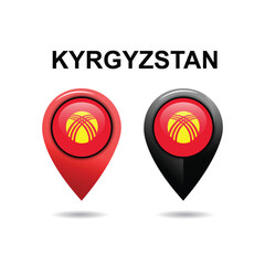 Kyrgyzstan Location icon, Kyrgyzstan Flag Location icon, Location vector icon