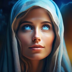 Naklejka premium biblical figure of a woman with blue eyes