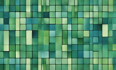 Fototapeta premium Muted Geometric Blocks in various shades of green and blue