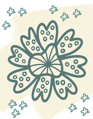 Trendy abstract print with floral and geometric elements. Suitable for social media posts, mobile apps, banner design and online advertising.