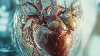 Detailed Anatomy of Human Heart in Transparent Model