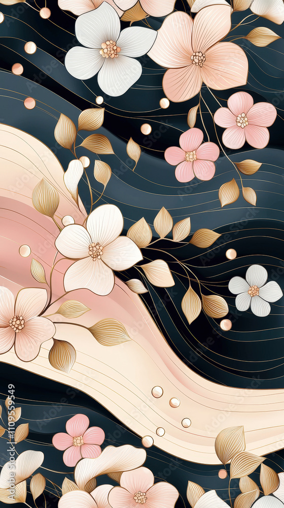 Aufkleber delicate floral motifs combine with graceful lines and a soothing color palette, adding elegance to 