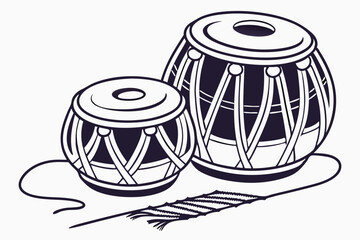 Double Tabla Indian drum isolated on silhouette E.eps