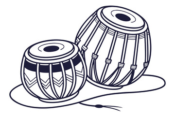 Double Tabla Indian drum isolated on silhouette H.eps