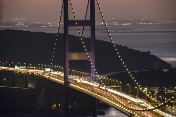 Fototapeta premium long exposure with Tsing Ma bridge