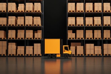 modern warehouse concept. Centralized control system in smart warehouse, efficient logistics management, 3D illustration