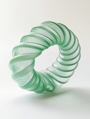 green spiral shape 3d on white background