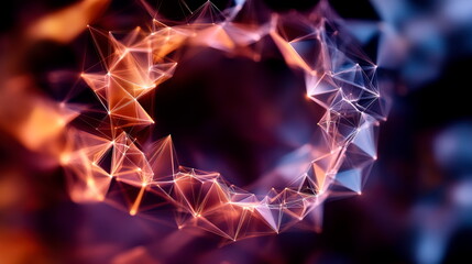 Abstract triangular shapes glowing in a circular arrangement, representing predictive analytics