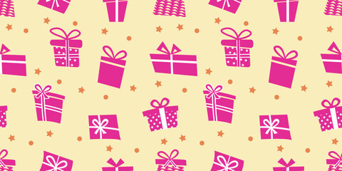 A gift with a bow. red gift card on a yellow background.