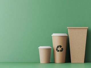 sustainable packaging concept. Compostable mailers and recyclable shipping boxes, plastic-free packaging, 3D illustration