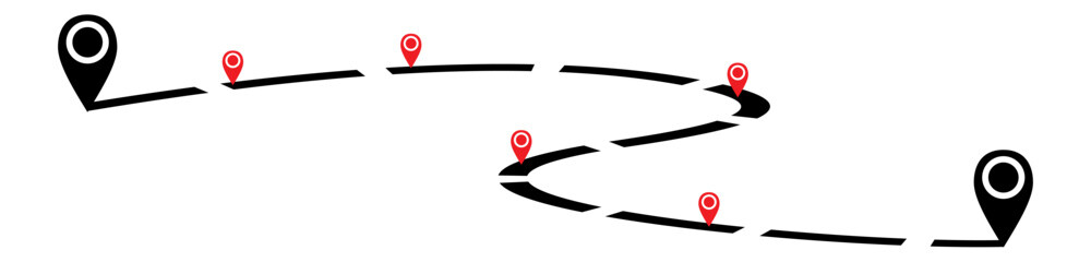 Map and location icon set. map path distance. GPS position, map route, navigation. vector illustration.