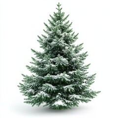 Fototapeta premium Snowy Christmas tree on white background.