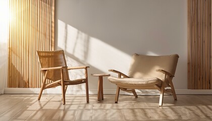 Serene Minimalism: A Chair Bathed in Natural Sunlight