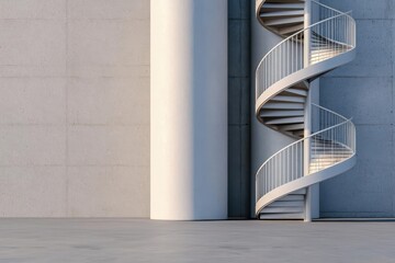 silo & tank warehouse concept. Tall silos with spiral staircases and monitoring systems in...