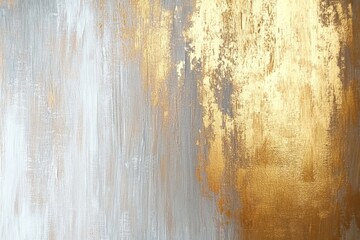 Fototapeta premium Weathered Gray and Gold Textured Wall Background with Rustic Metallic Finish and Distressed Streaks and Stains