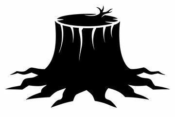 Tree Stump vector silhouette black design white background