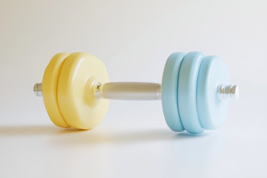 pastel blue and yellowcolor dumble on white background