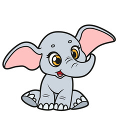 Fototapeta premium Little cute baby elephant sitting on a white background color vriation