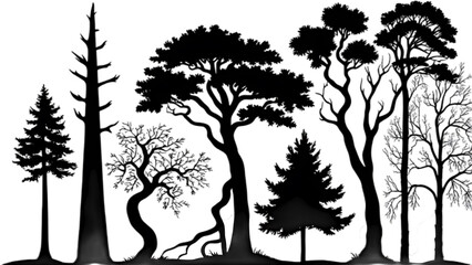 Detailed tree silhouettes - Illustration
