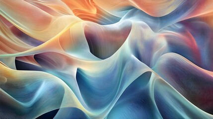 Obraz premium An abstract wave-like design with soft colors and flowing forms.