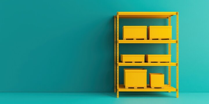 just in time concept. Lean inventory shelves with only necessary items, JIT concept, 3D illustration