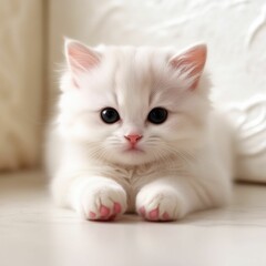 photo of a cute cat with its cute white furry hands