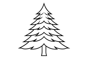 Pine Tree line art vector design white background
