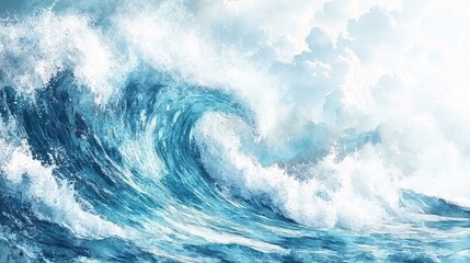 Majestic Ocean Wave  Abstract Blue Water Art  Sea Texture