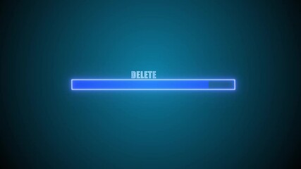 Deleting progress bar computer screen animation loop isolated on colorful background. computer mouse scroll DELETE button with confirmation popup and NO response