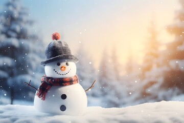 Fototapeta premium snowman in the snow