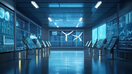 Modern Energy Control Center with Wind Data Displays