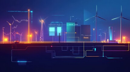 Seamless Energy Flow Diagram with Wind Turbines
