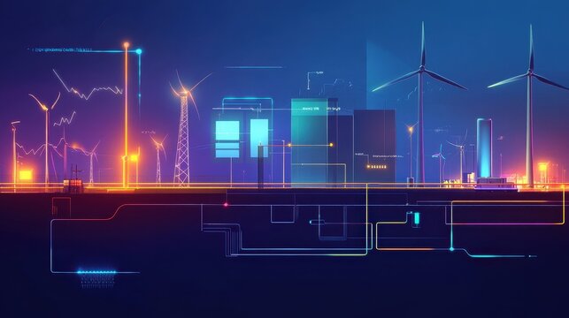 Seamless Energy Flow Diagram with Wind Turbines