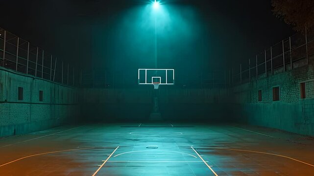 Basketball Court Under The Moonlight