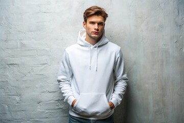 Obraz premium Stylish White Hoodie Mockup for Young Boys