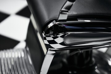 Stylish barber chair with sleek chrome accents in a modern barbershop